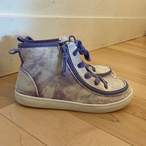 Billy Adaptive high top canvas sneakers purple tie dye size 3
